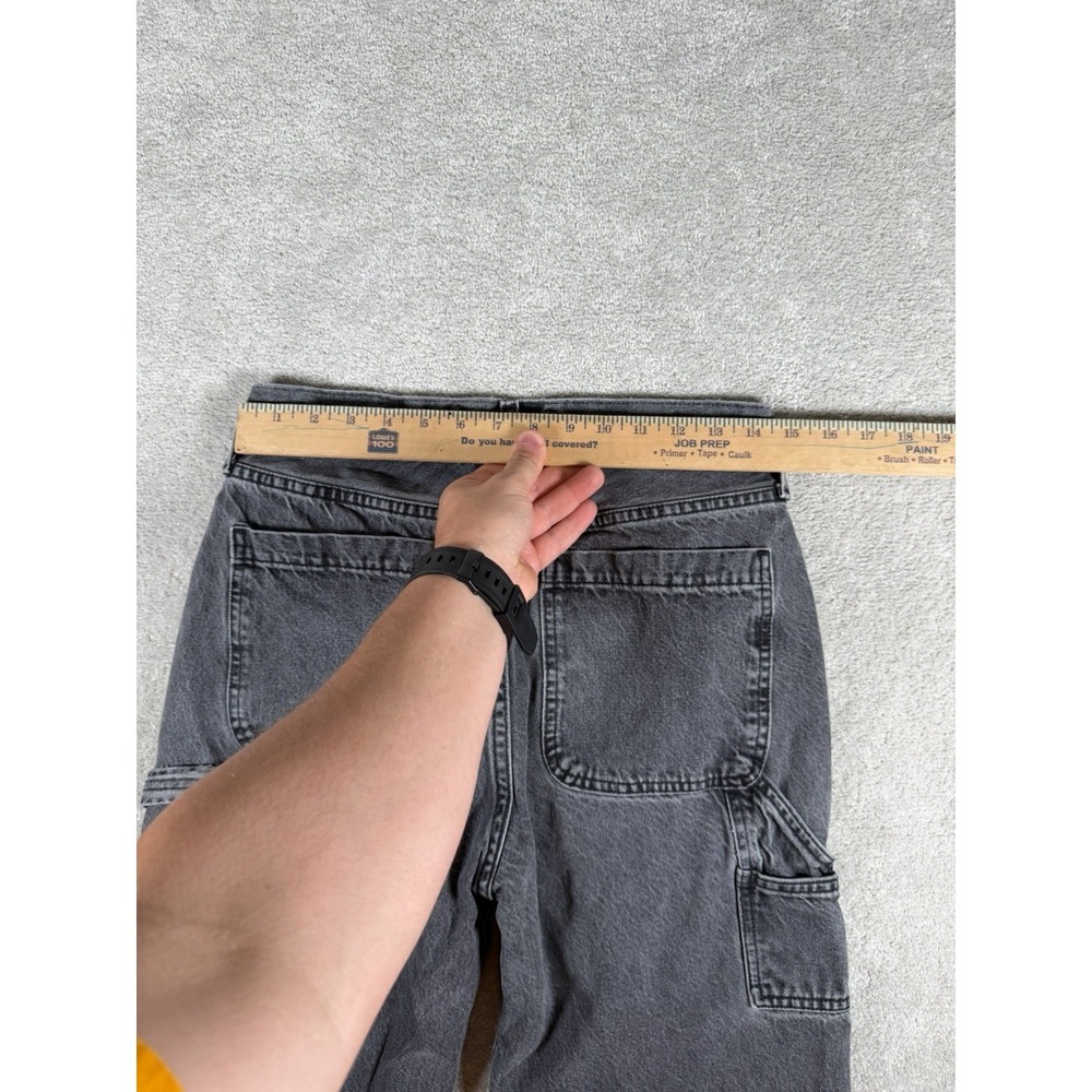 Abercrombie Fitch Jeans Mens 29x30 Black Denim Double Knee Baggy Carpenter Skate - Picture 10 of 12